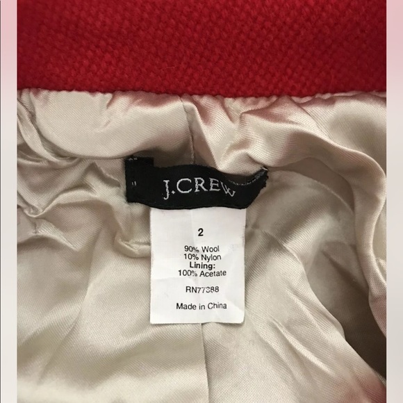 J.Crew | Bell Sleeves Double Breasted Belt Pea Coat Womens Size 2 Red Wool Blend - Picture 8 of 9